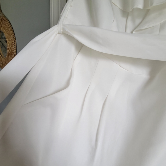 White mini ruffled rayon belted dress - Picture 3 of 3